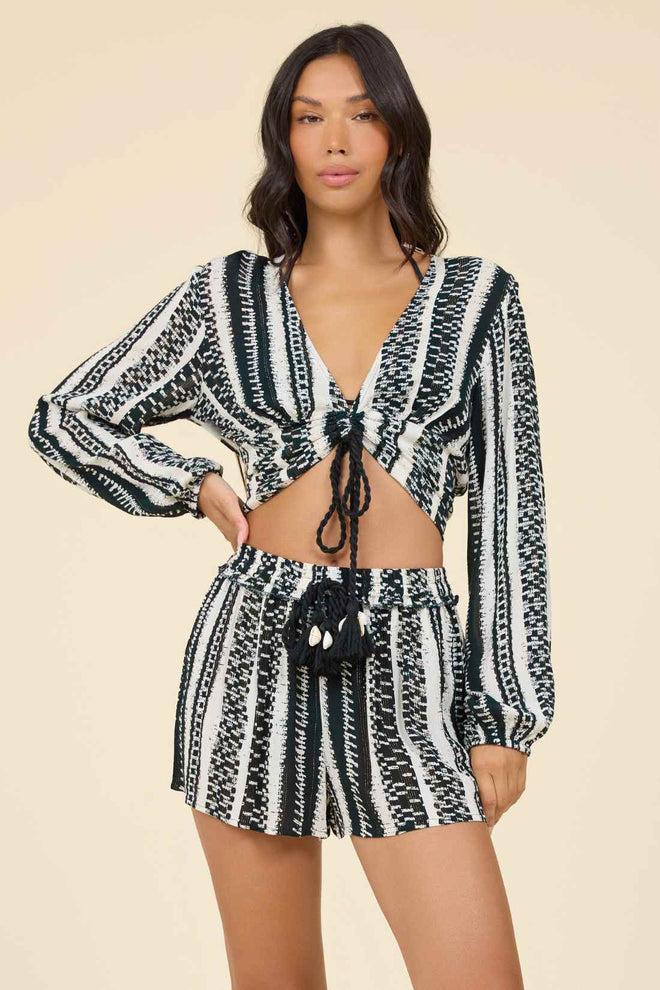 Geometric Stripe Shorts Set