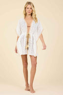 White Crochet Tie Front Coverup