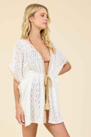 White Crochet Tie Front Coverup side