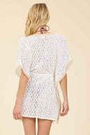 White Crochet Tie Front Coverup back