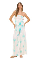 Ivory Aqua Palm Pants Set front