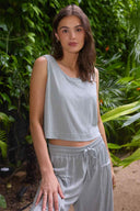 Sage Textured Slub Pants Set