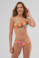 St Even Orange Print Strapless Bikini Set front