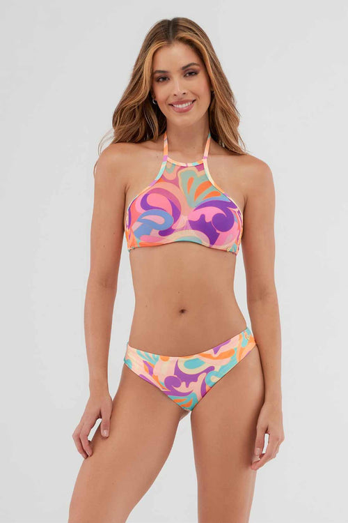 St Even Orange Groovy Halter Bikini Set front