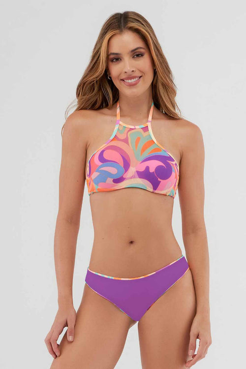 St Even Orange Groovy Halter Bikini Set reversible