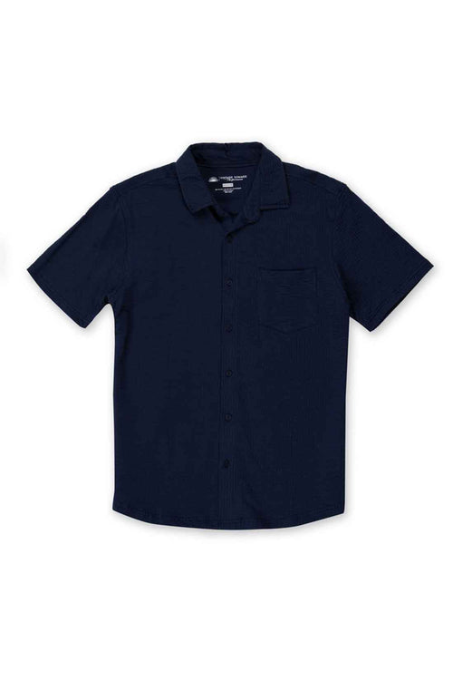Navy Performance Seersucker Shirt front