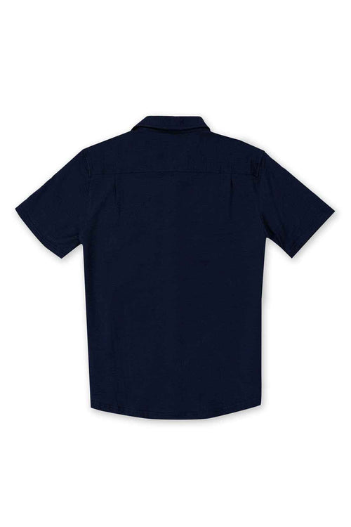 Navy Performance Seersucker Shirt back