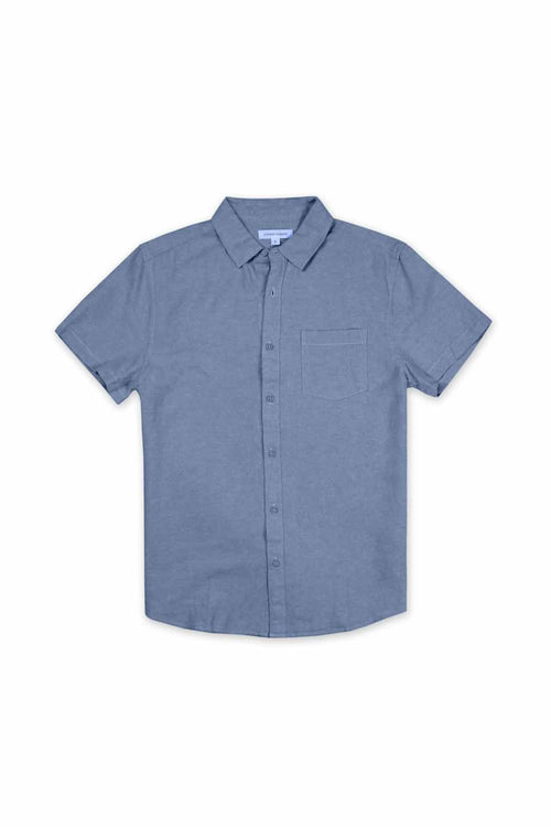 Navy Linen SS Shirt front