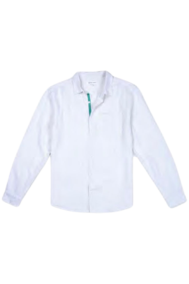 White Long Sleeve Linen Shirt detail