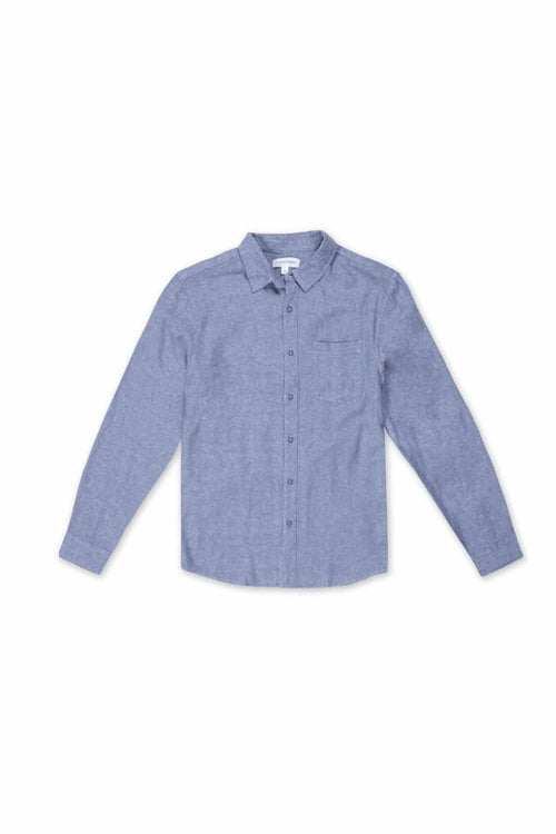 Navy Linen LS Shirt front