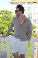 Brown Linen LS Shirt