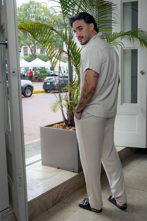 Sand Linen Pants back