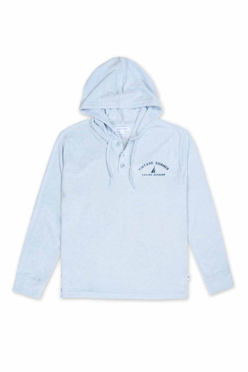 Blue Printed Terry Hoodie