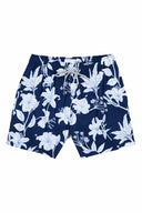 Navy Flowers Printed Swim Trunk