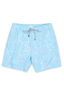 Mint Printed Leaves Swim Trunk