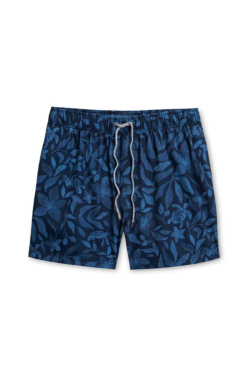 Navy Floral Printed Swimtrunk