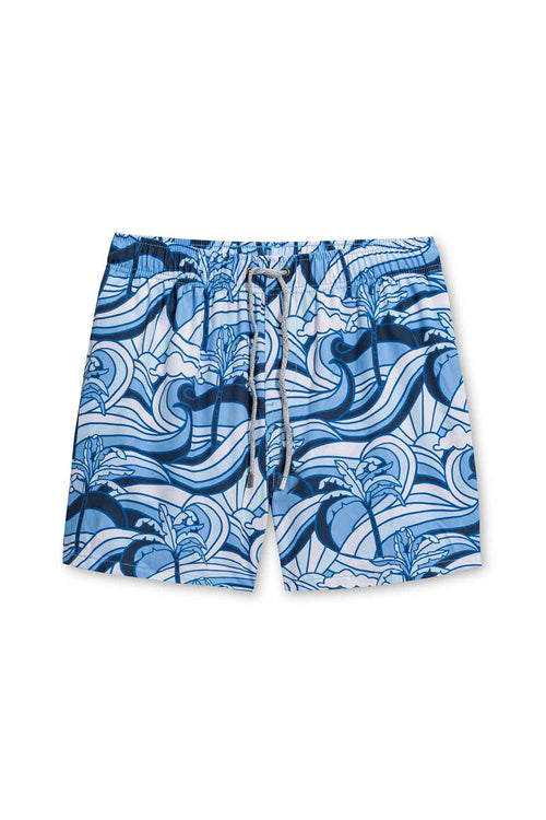 Navy Waves Printed Swimtrunk