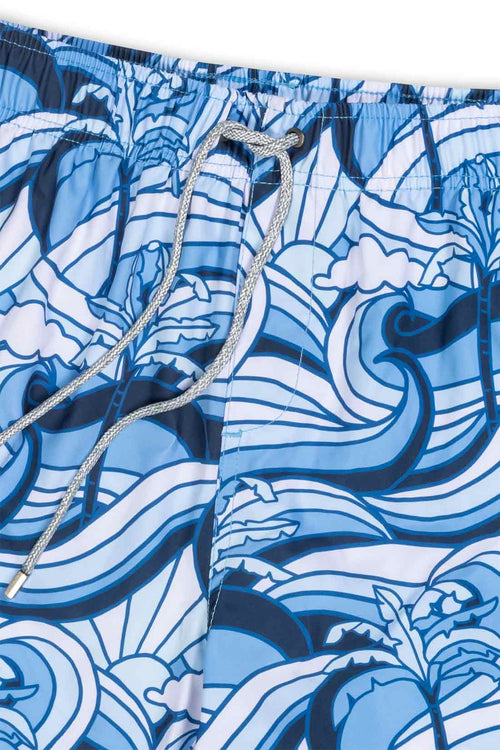 Navy Waves Printed Swimtrunk detail