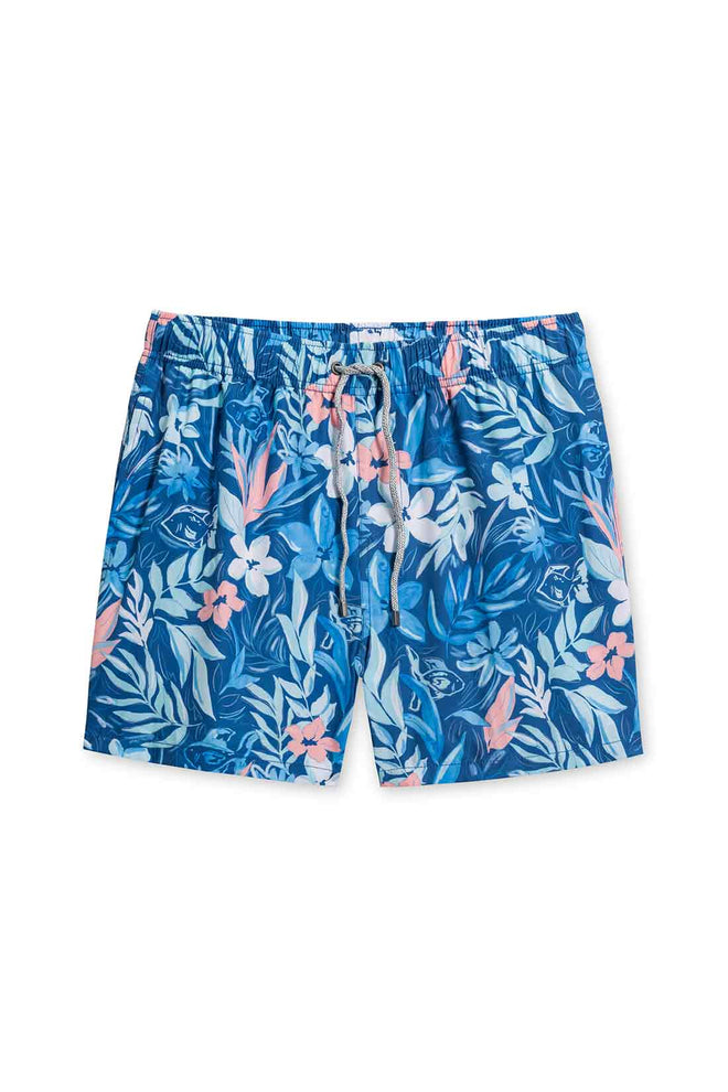 Blue Floral Print Swimtrunk