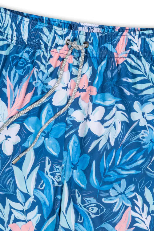 Blue Floral Print Swimtrunk detail