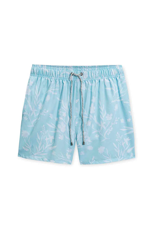 Aqua Floral Print Swimtrunk