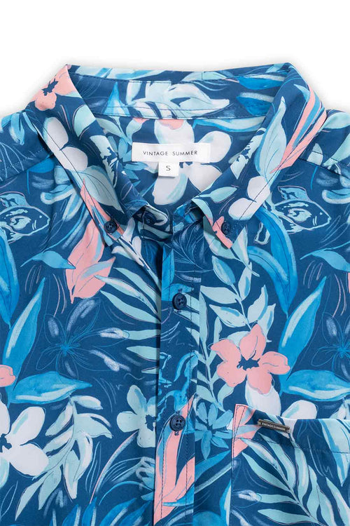 Blue Floral Print Shirt detail