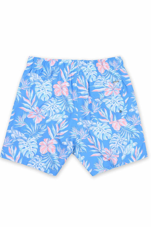 Blue Printed Boys Swim Trunk back