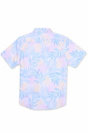 White Printed Leaves Boys Shirt back