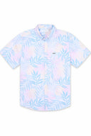 White Printed Leaves Boys Shirt