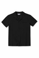 Black Seersucker Camp Shirt