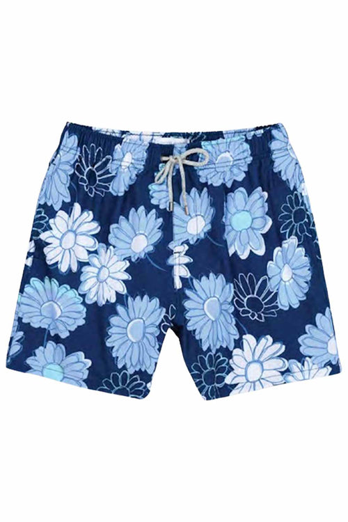 Navy Flowers Swim Trunk