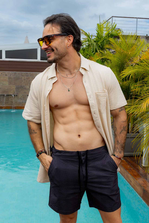 Navy Microseersucker Trunk