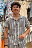 Navy Stripe Waffle Shirt