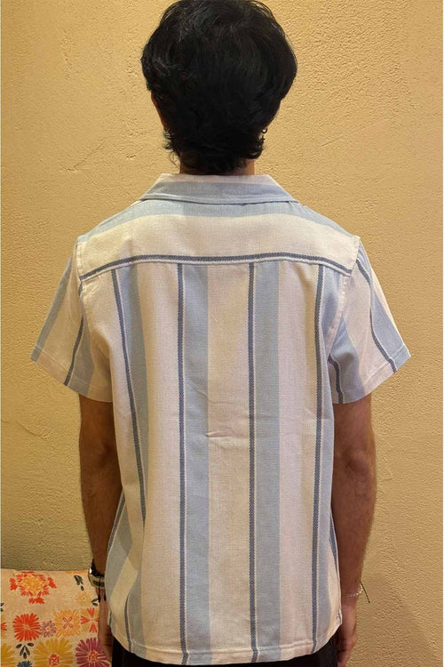 Light Blue Stripe Waffle Shirt back