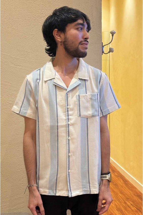 Light Blue Stripe Waffle Shirt