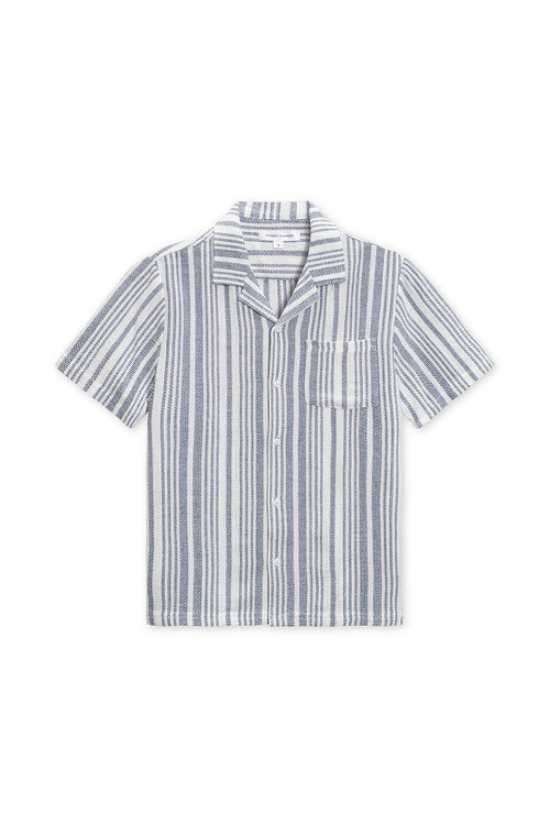 Navy Basket Weave Camp Shirt