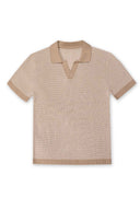 Tan Sweater Knit Polo