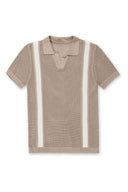 Khaki Stripe Sweater Knit Polo