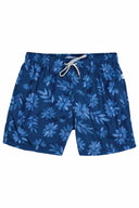Navy Watercolor Flowers Ponji Swim Trunk