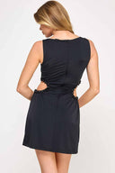 Black Stone Cutout Mini Dress back