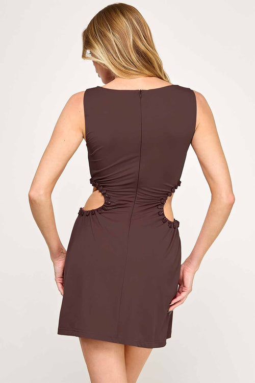 Espresso Stone Cutout Mini Dress back