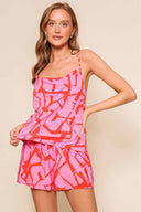 Amanda Pink Cowl Shorts Set front