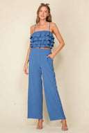 Amelia Blue Ruffle Pants Set