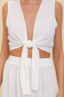 Julia White Tie Maxi Skirt Set details