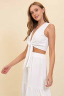 Julia White Tie Maxi Skirt Set side
