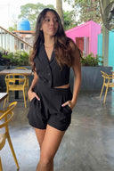 Giovanna Black Vest Short Set