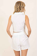Giovanna White Vest Short Set back