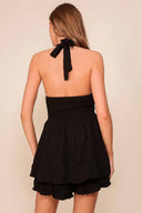 Alba Black Halter Romper back