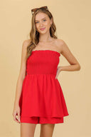 Gigi Red Strapless Romper