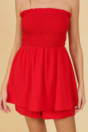 Gigi Red Strapless Romper detail